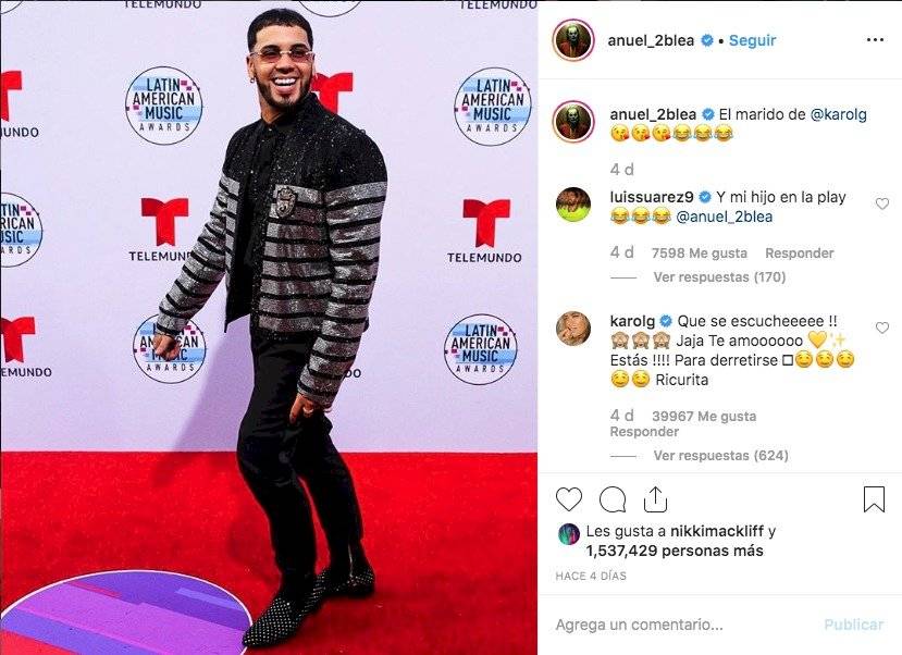 El mega piropo que Karol G le lanzó a Anuel AA por foto en la alfombra roja