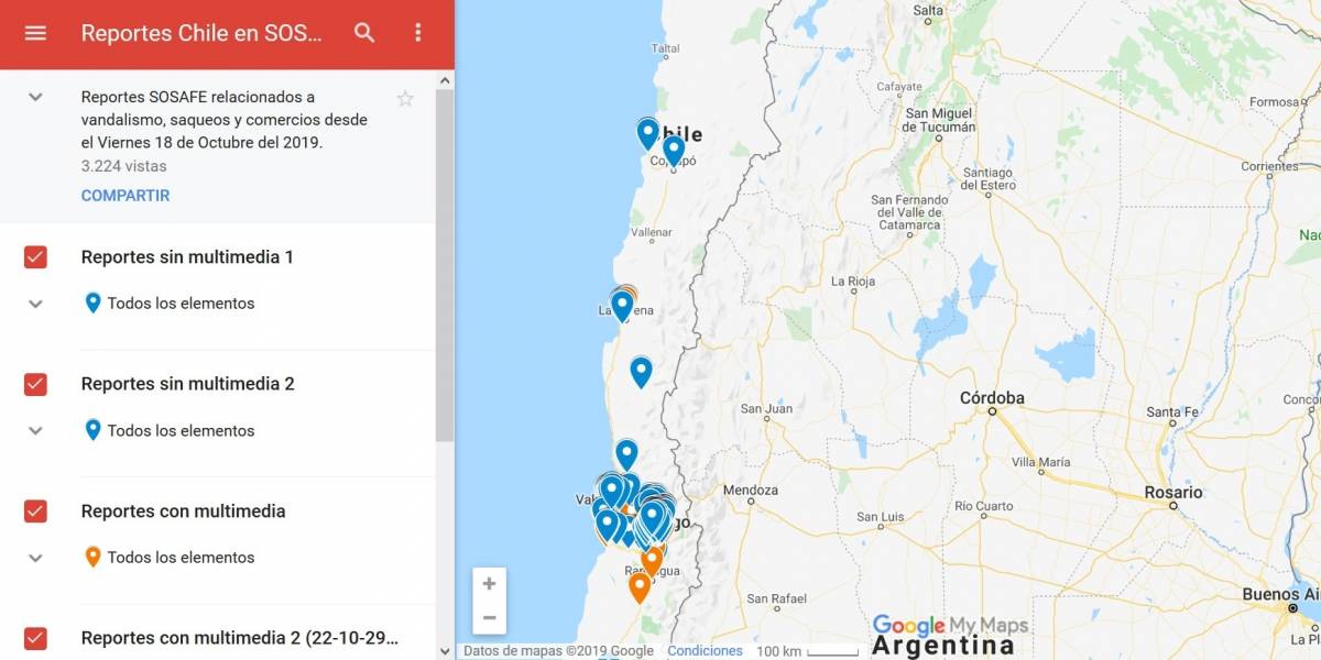Sosafe creó mapa virtual para denunciar robos y saqueos en Chile