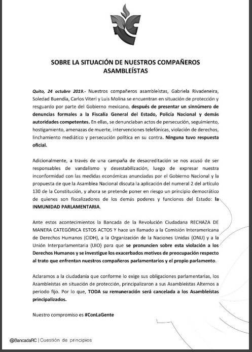 Boletín del partido "Revolución Ciudadana"