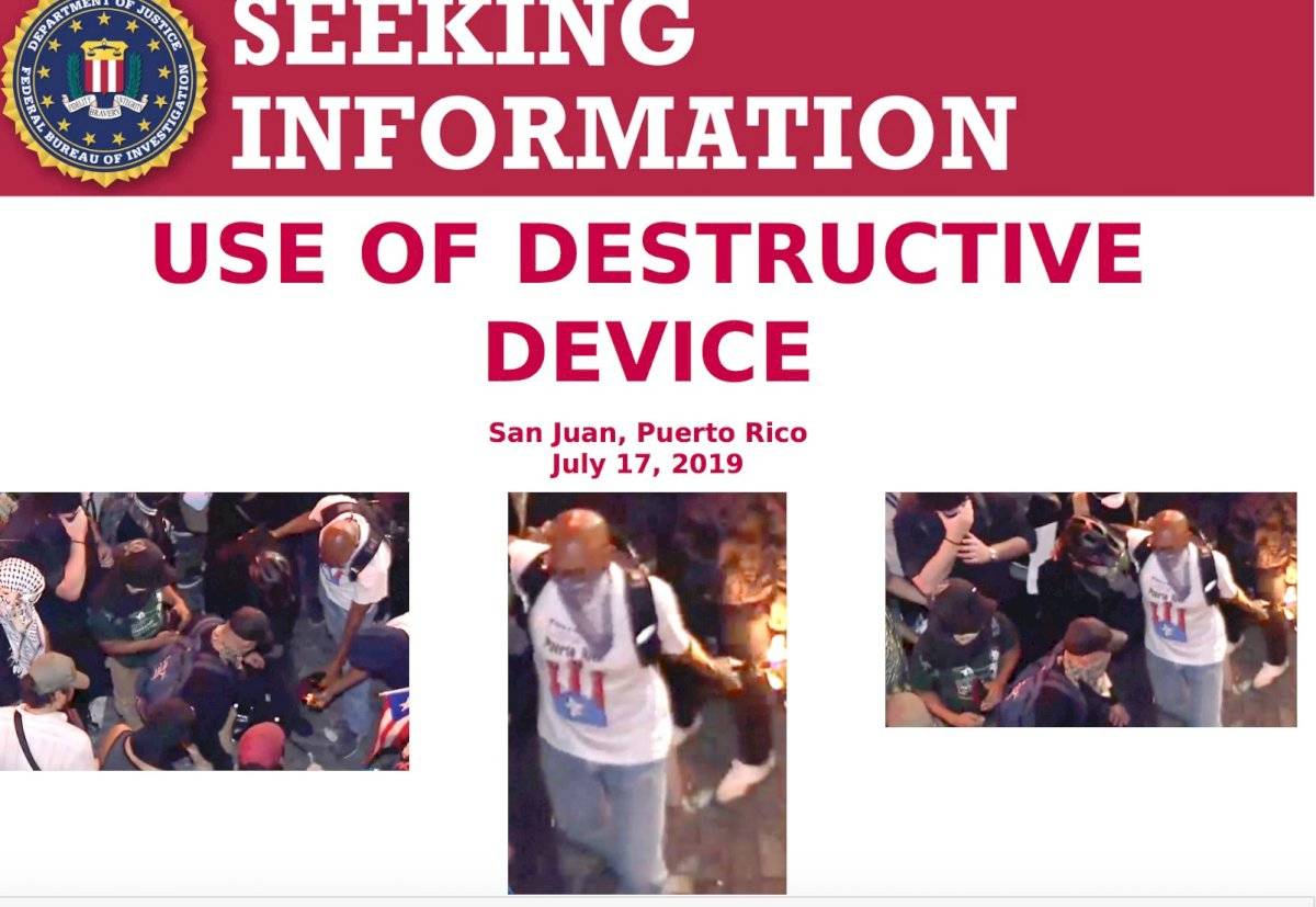 persona presuntamente responsable de lanzar un dispositivo destructivo