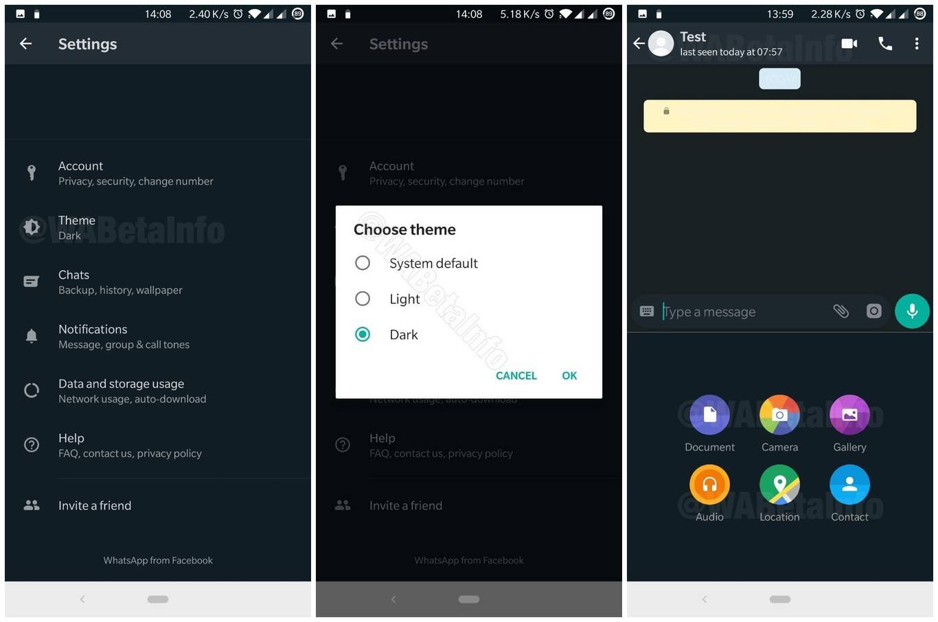 WhatsApp muestra interfaz de Modo Oscuro en nuevas betas para iOS y Android