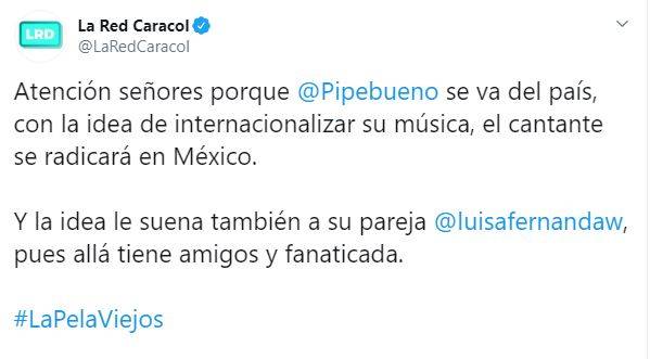 Luisa Fernanda W y Pipe Bueno se irían a vivir fuera del país