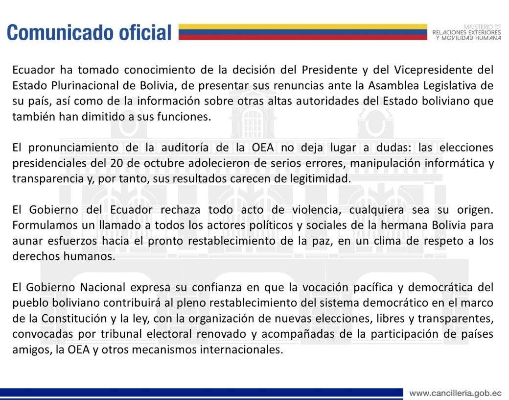 Comunicado de Cancillería