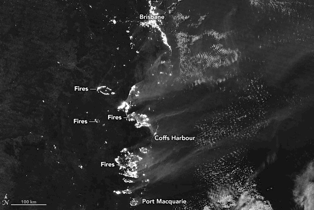 Incendio en Australia visto por cámaras de la NASA