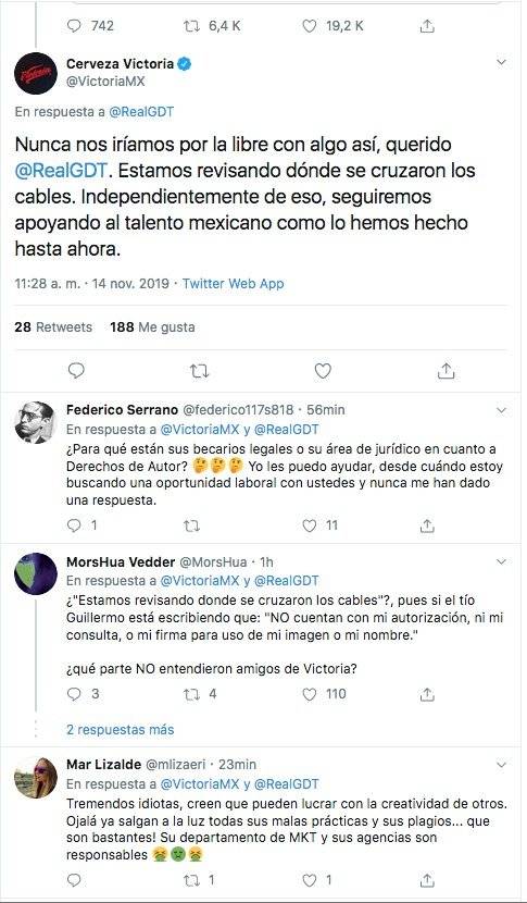 La cervecería responde, pero luego borra el tuit.