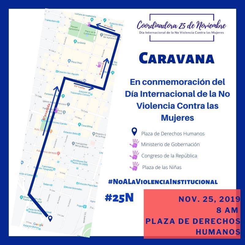 Recorrido de la caravana en conmemoración del Día internacional de la no violencia contra las mujeres