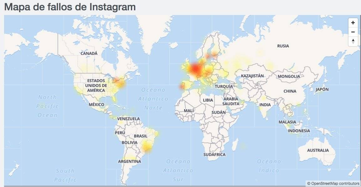 Mapa de fallos en Instagram