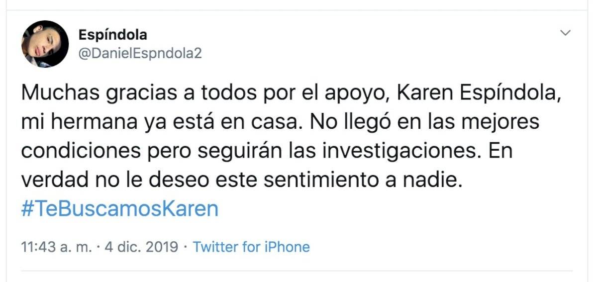Desaparición de Karen Espíndola