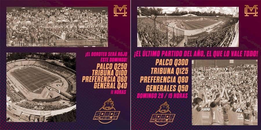 Precios de taquilla de partidos de semifinal y final de Municipal
