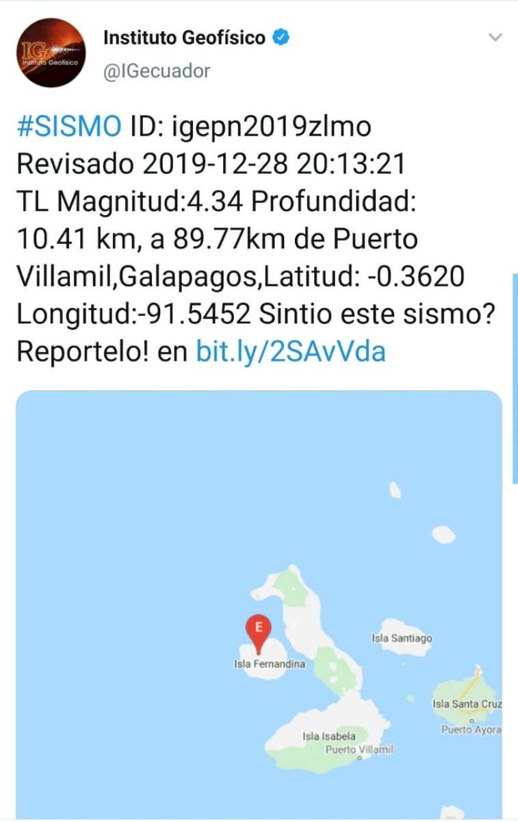 Sismo en Galápagos