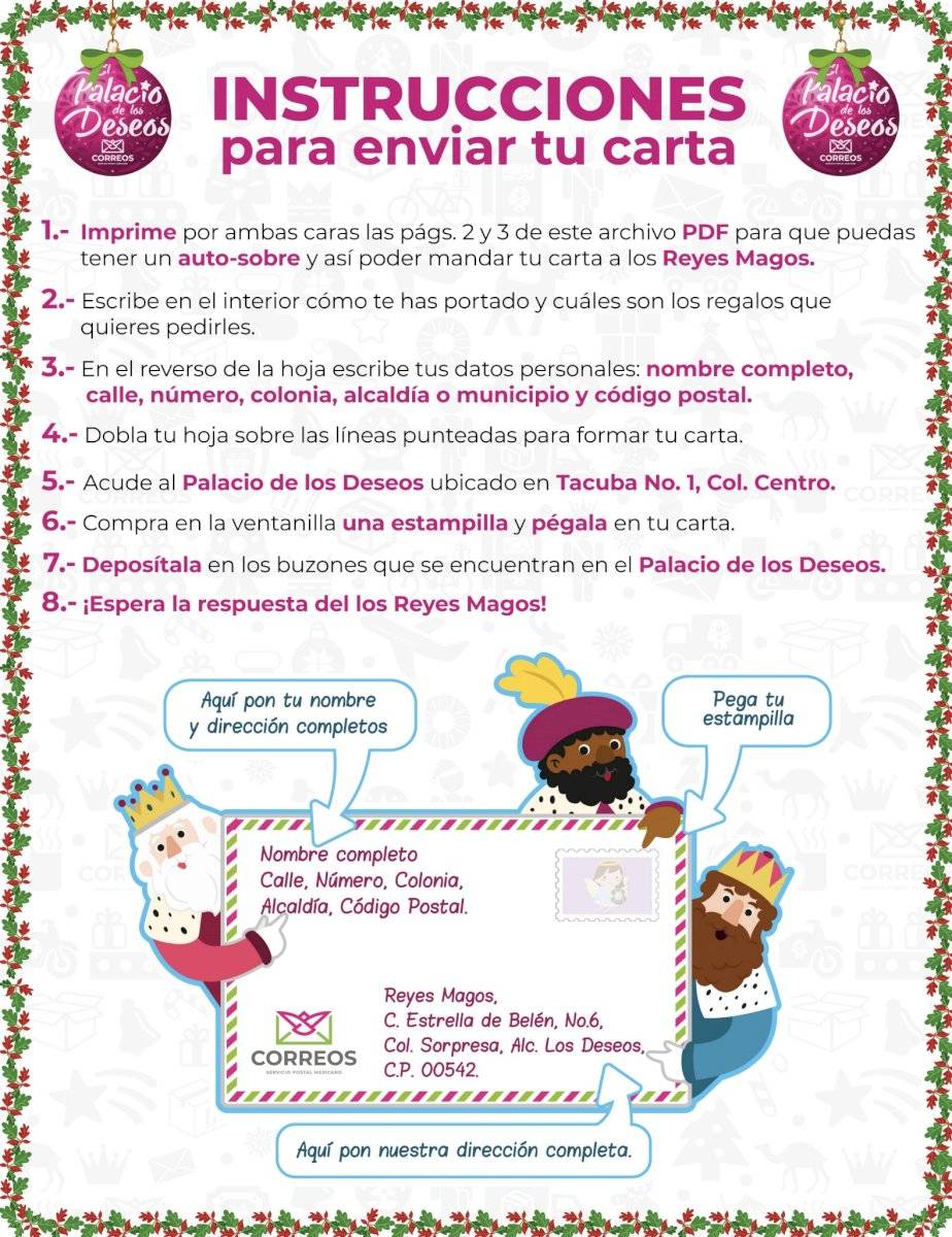 Instrucciones para llenar la carta a los Reyes Magos