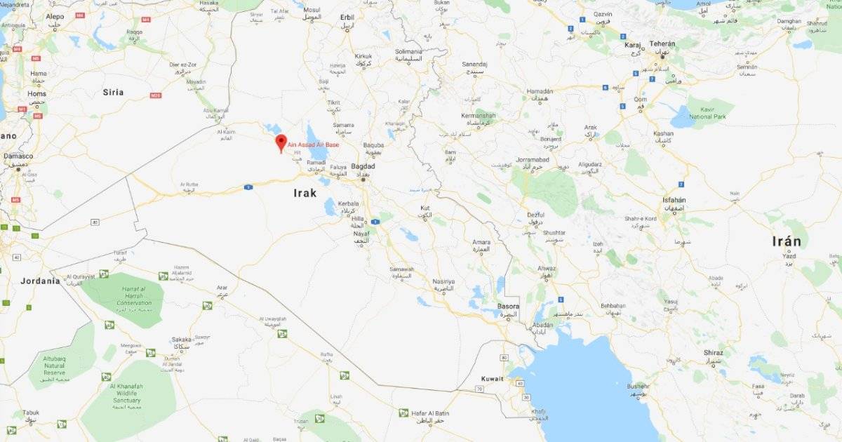 Mapa de la base aérea de Al-Asad en Irak