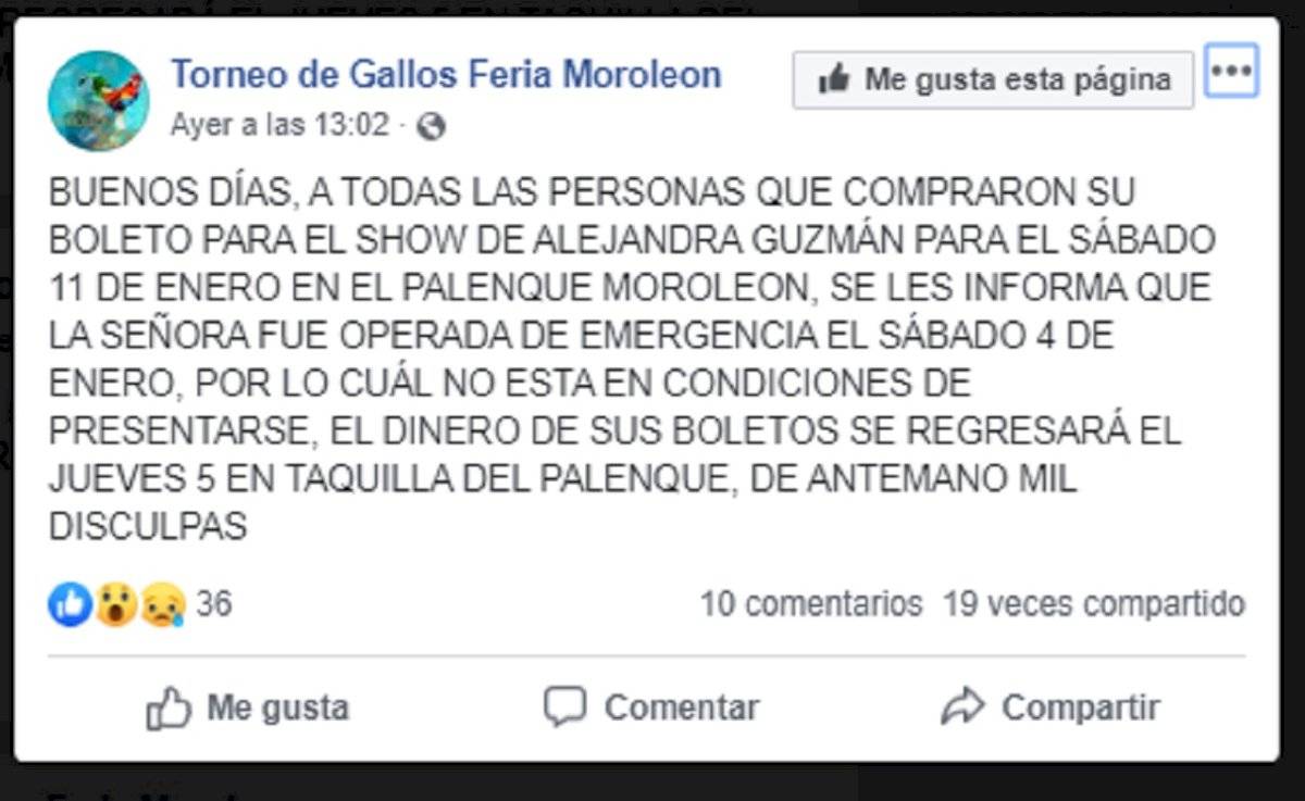 Operaron de emergencia a Alejandra Guzmán