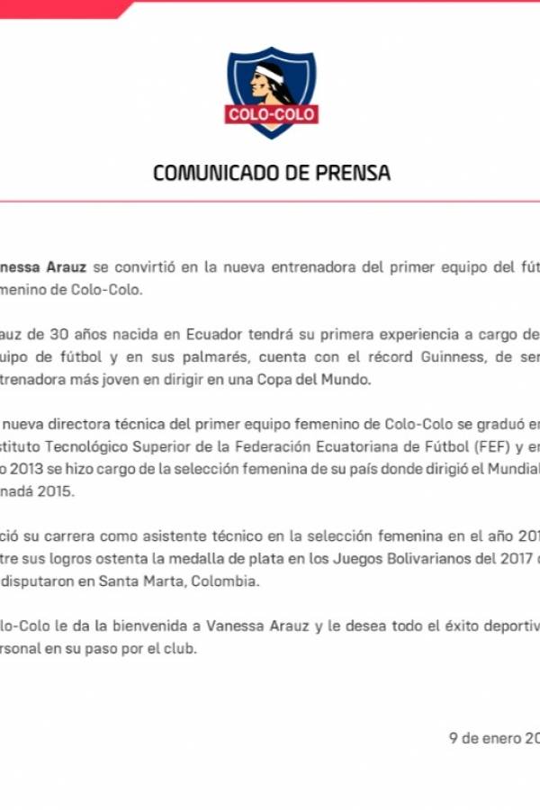 Comunicado Colo Colo