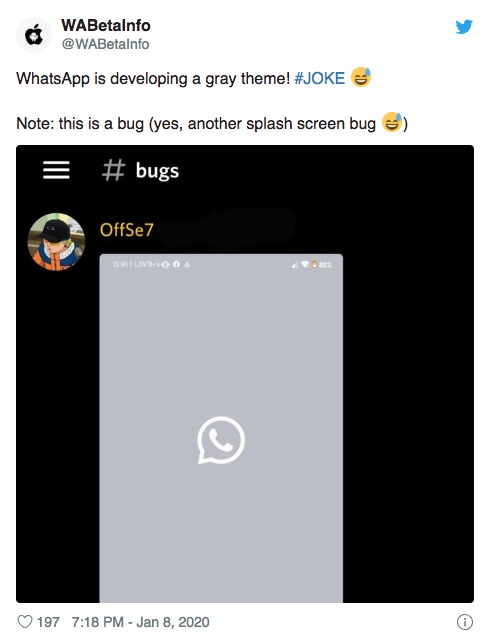 WhatsApp bug gris