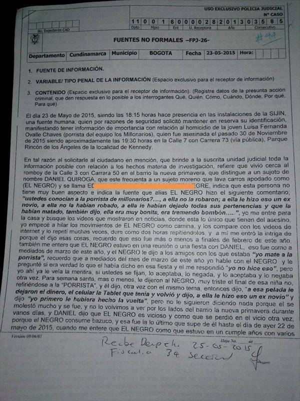La confesión sobre el caso de la porrista de Millonarios que daría con su homicida