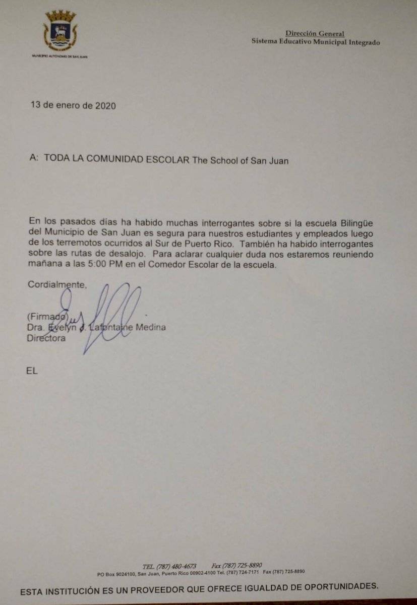 memo school of san juan