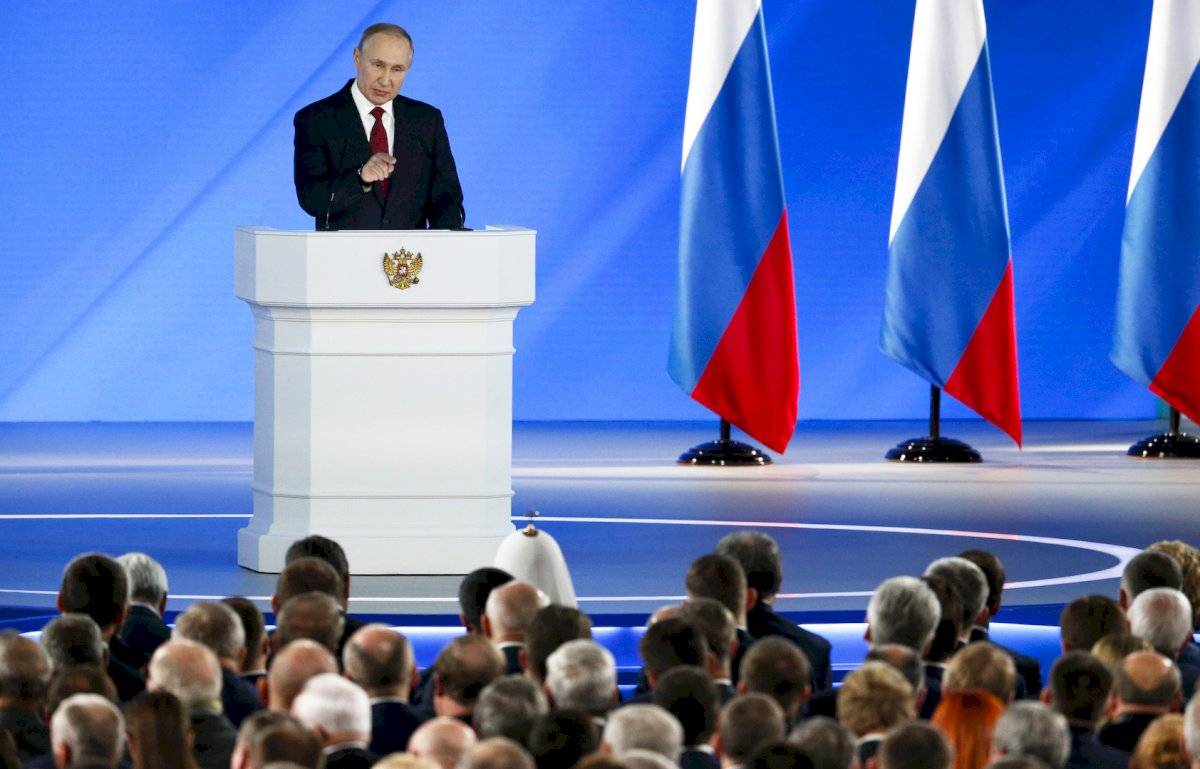 Vladimir Putin durante el discurso Estado de la Nación