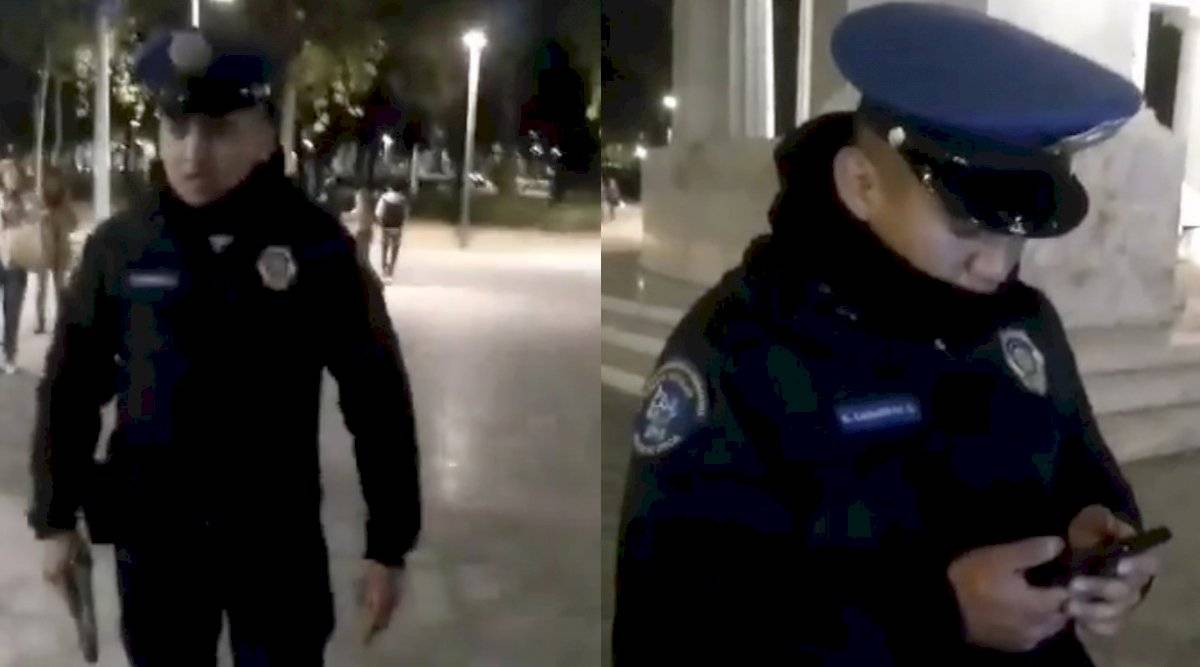 Policía encañona a perro en la Alameda Central