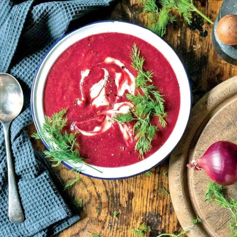 SOPA FRIA DE BETERRABA COM IOGURTE