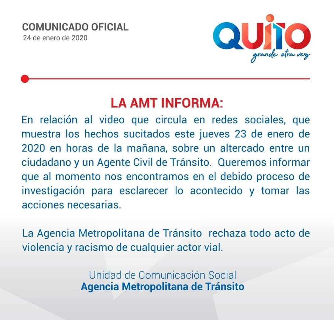 AMT se pronuncia por pelea entre agente y ciudadano