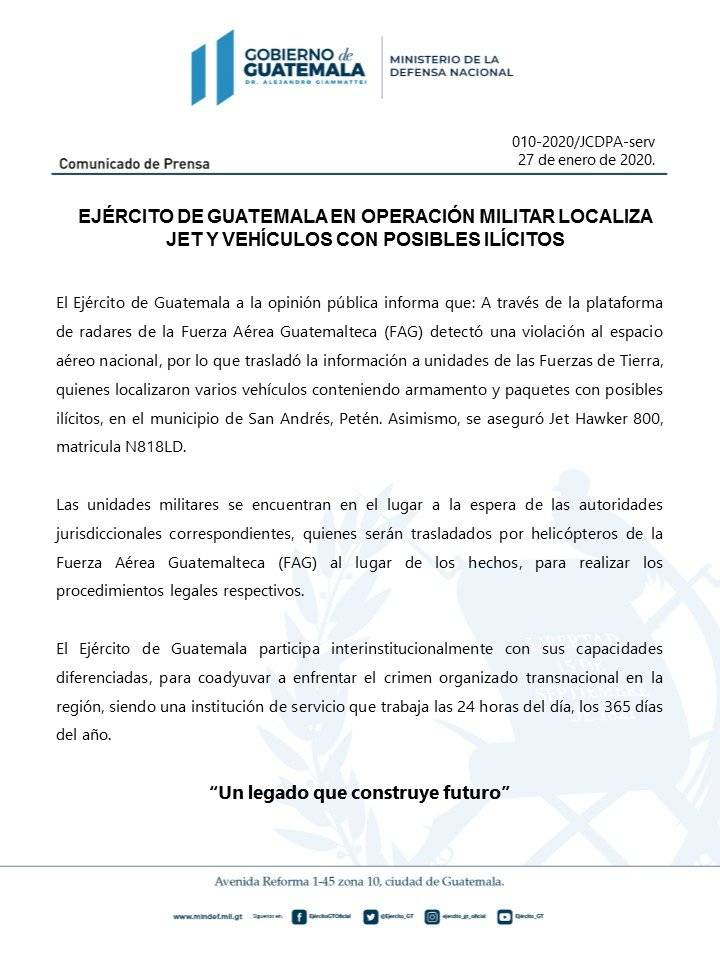 Comunicado del Ejército.