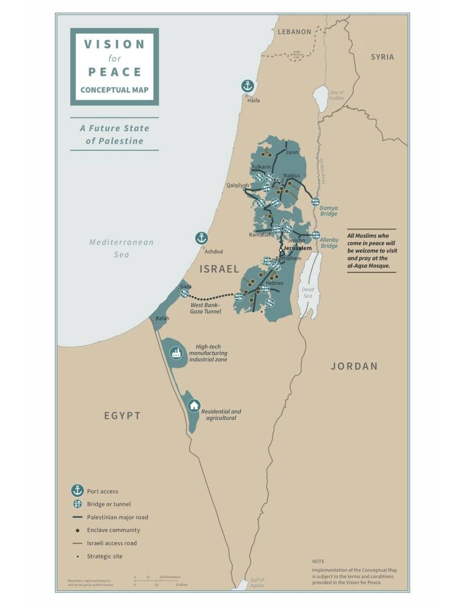 Mapa presentado por la Casa Blanca: "El Futuro de Palestina"