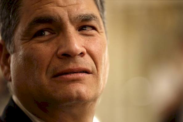 El ex presidente de Ecuador, Rafael Correa, durante la recepción de líderes extranjeros en el Salón Blanco de la Casa Rosada