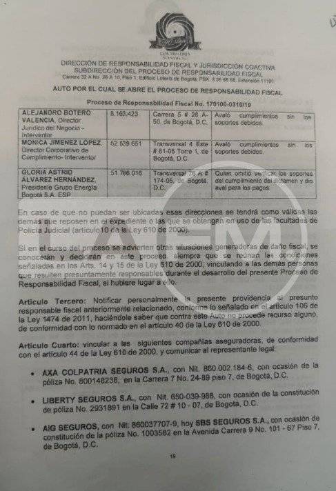 Abren proceso de responsabilidad fiscal contra presidenta del Grupo de Energía