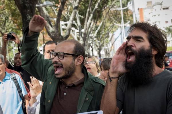 Trabajadores de prensa en manifestación