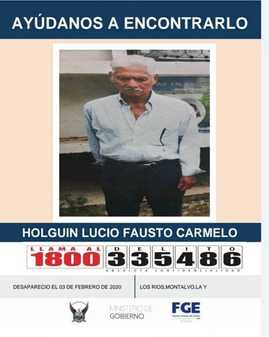 Holguín Lucio Fausto desapareció el 3 de febrero en Guayaquil