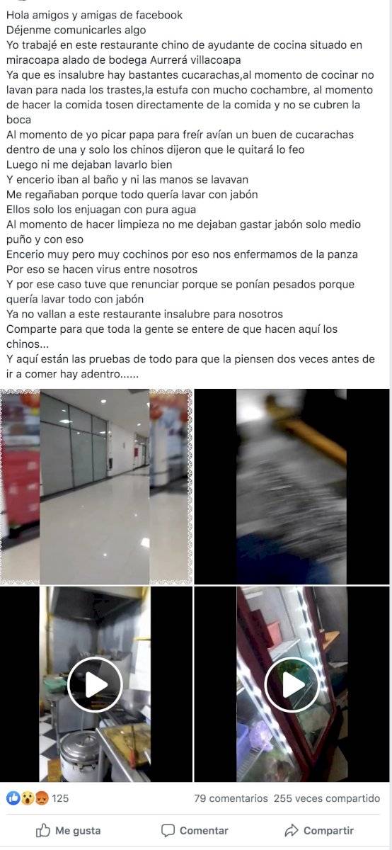 Ex empleado exhibe cucarachas y condiciones insalubres en restaurante de comida china