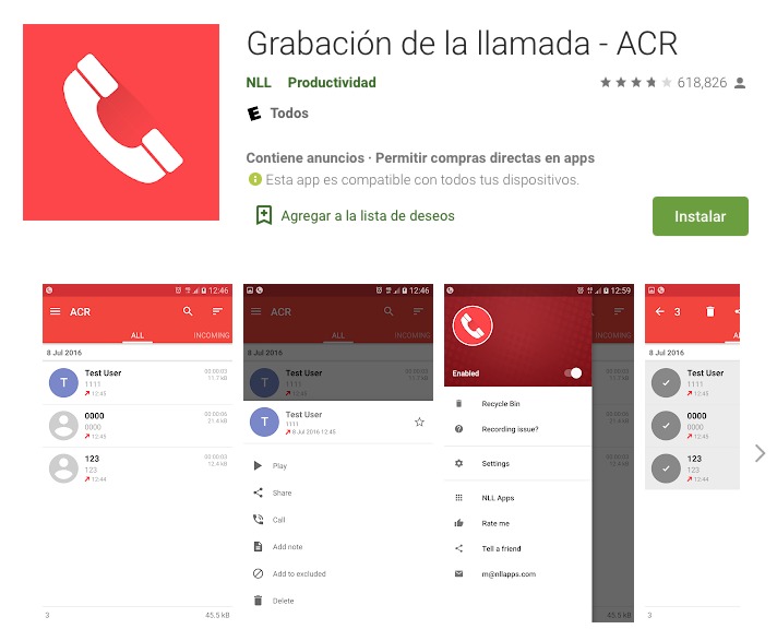 Android grabar llamadas