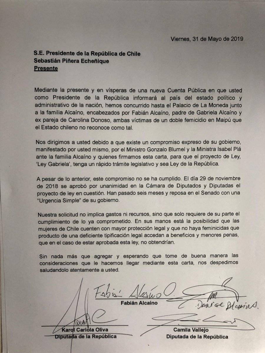 Carta del papá de Gabriela
