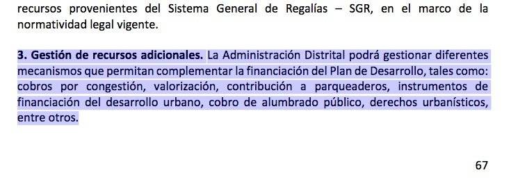 Plan de desarrollo nuevos impuestos