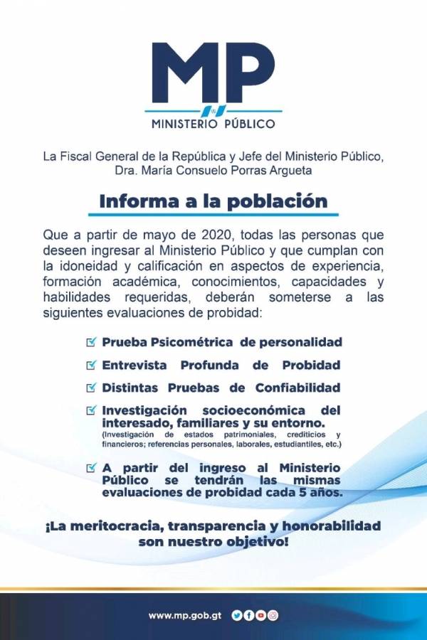 Nuevos requisitos para trabajar en el MP