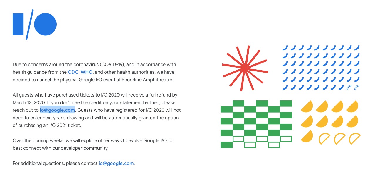 Coronavirus Google I/O 2020