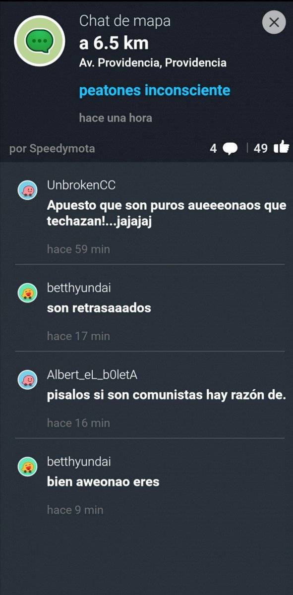 waze chat de mapa