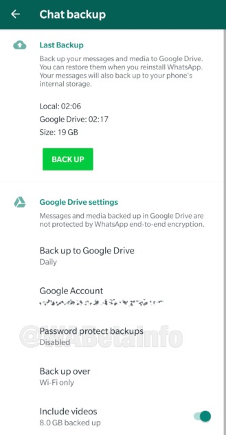 WhatsApp Google Drive