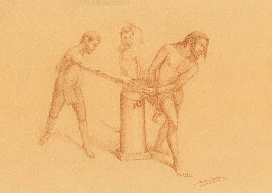 Boceto de la escultura de Jesús flagelado