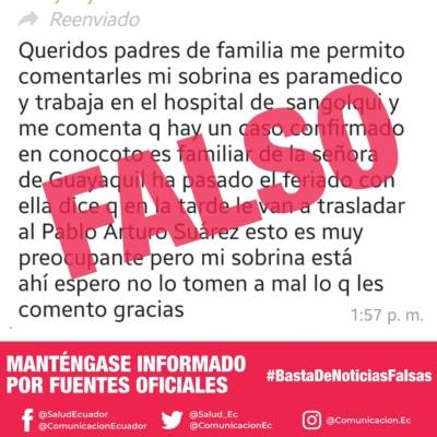 Noticias falsas coronavirus en Ecuador