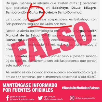 Noticias falsas coronavirus en Ecuador