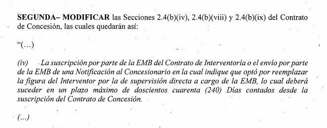Modificación del contrato del Metro de Bogotá