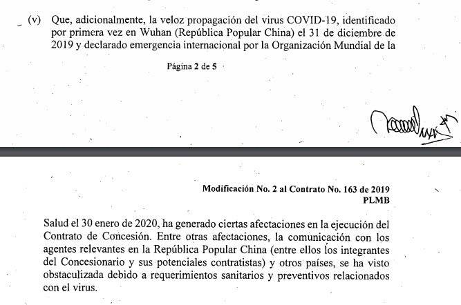 Modificación contrato de concesión