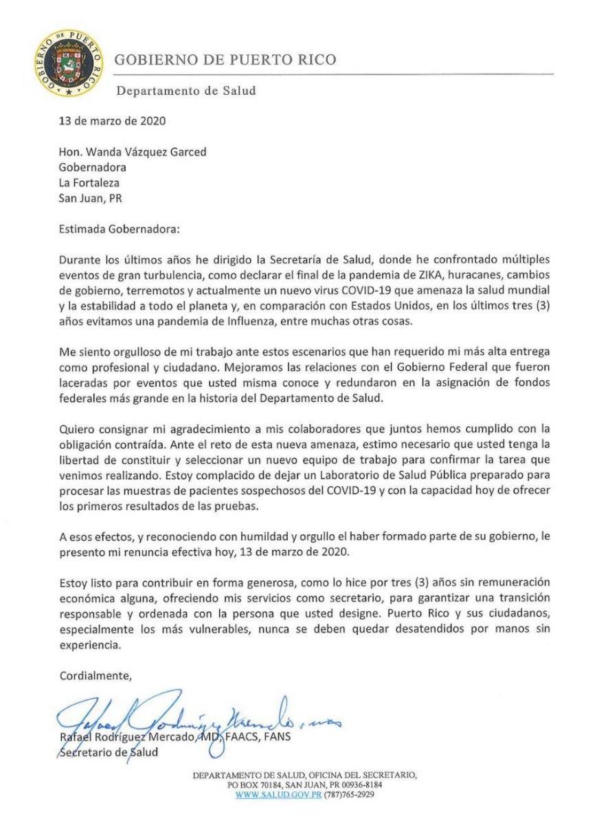 Renuncia Rafael Rodríguez