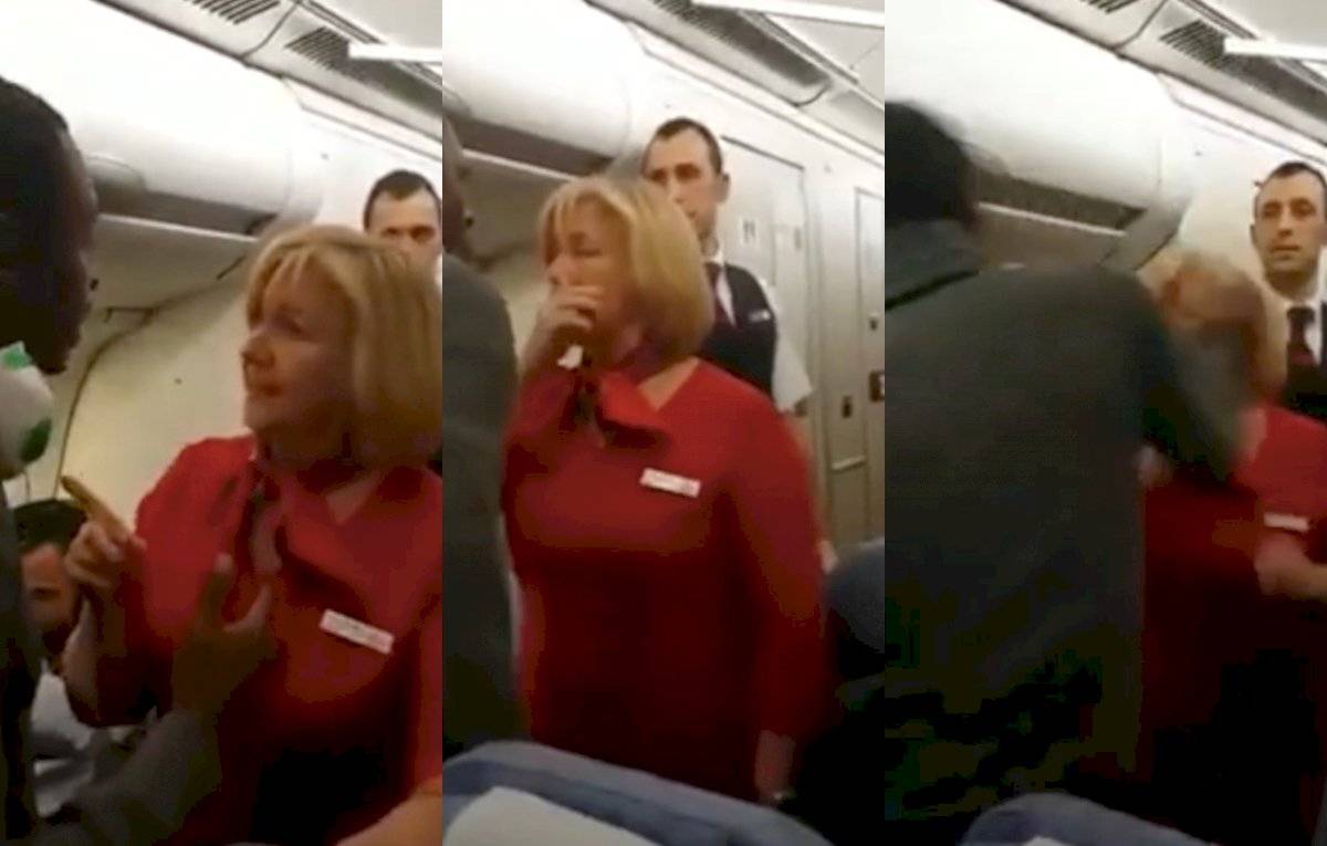 Pasajero golpea a azafata