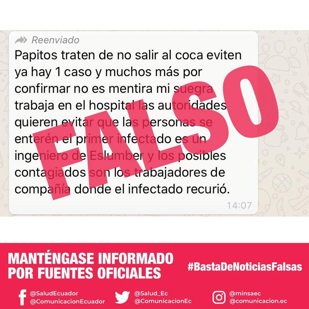 noticias falsas del coronavirus en Ecuador