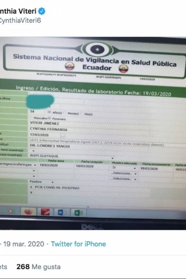 Tuit de Cynthia Viteri
