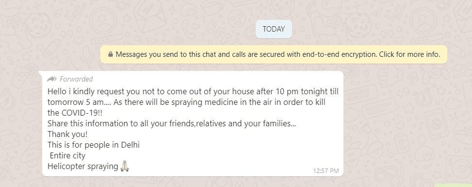 WhatsApp fake news Coronavirus WhatsApp fake news Coronavirus