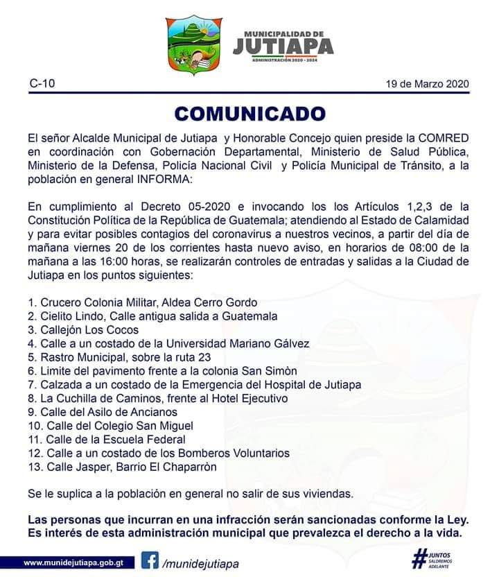 Jutiapa se aísla.